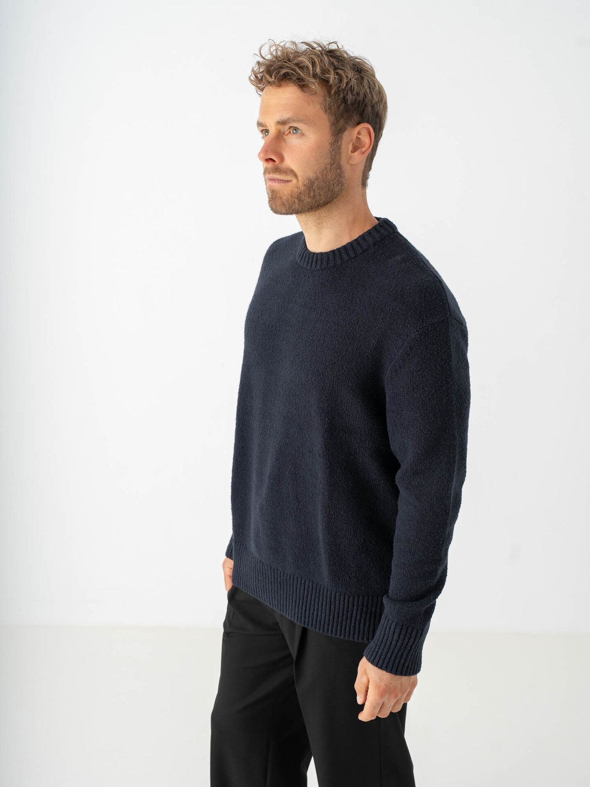 Selected Homme Alex Long Sleeve Knit Crew Neck Navy Blazer