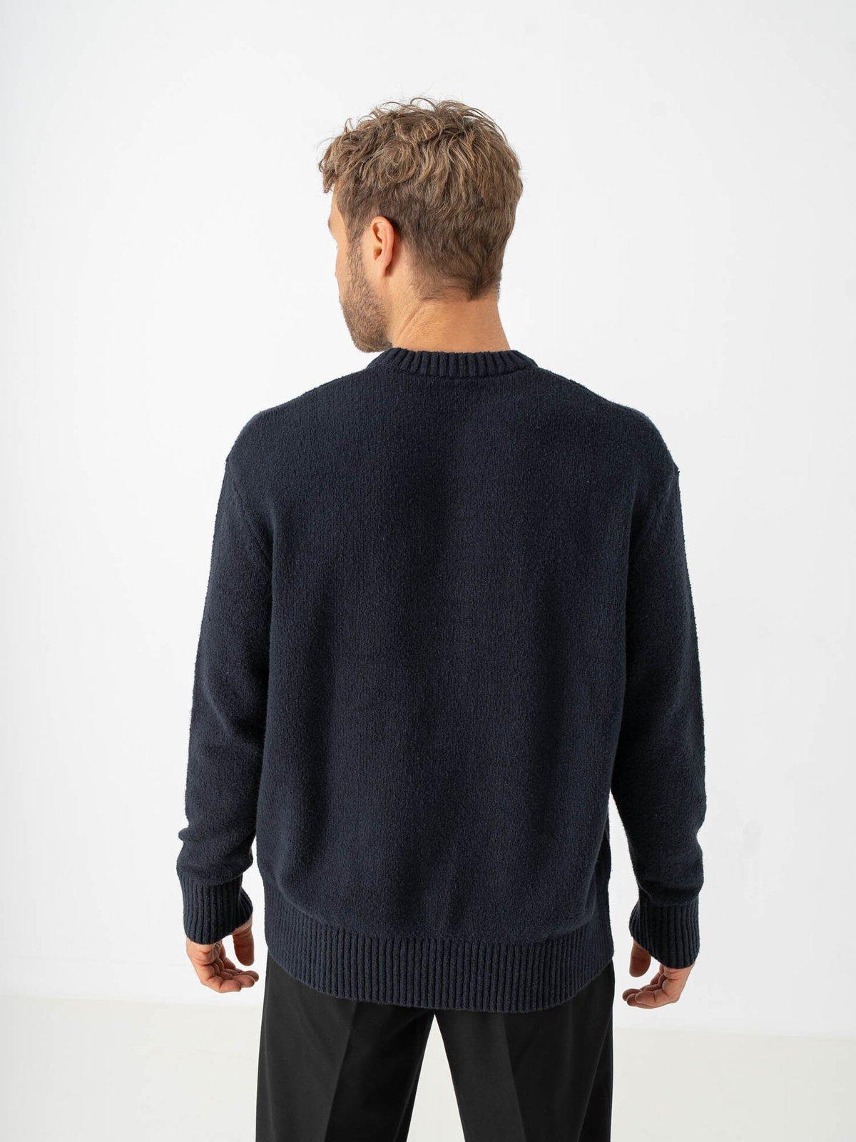 Selected Homme Alex Long Sleeve Knit Crew Neck Navy Blazer