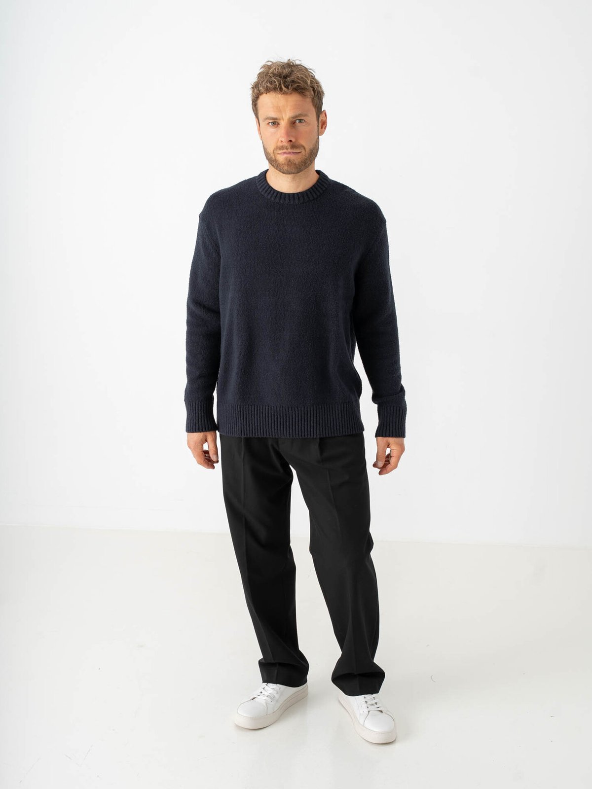 Selected Homme Alex Long Sleeve Knit Crew Neck Navy Blazer