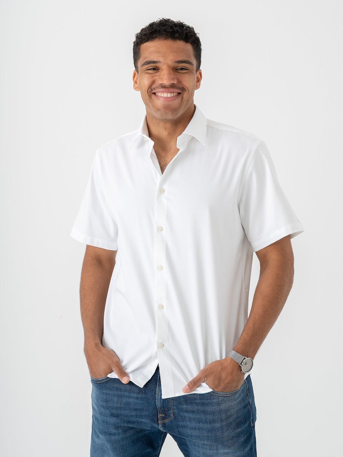 Selected Homme Regular Performance Short Sleeve Shirt White