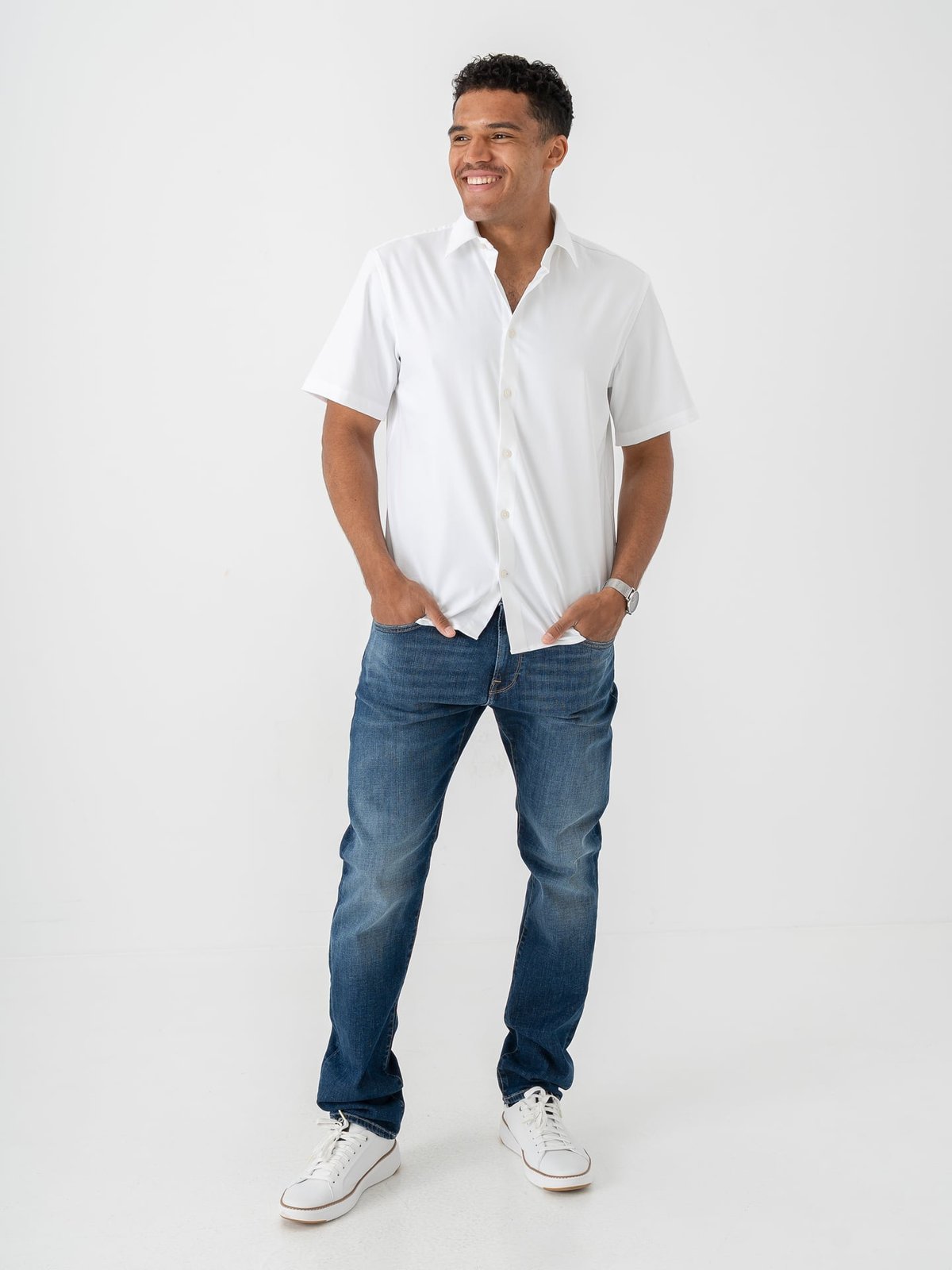 Selected Homme Regular Performance Short Sleeve Shirt White