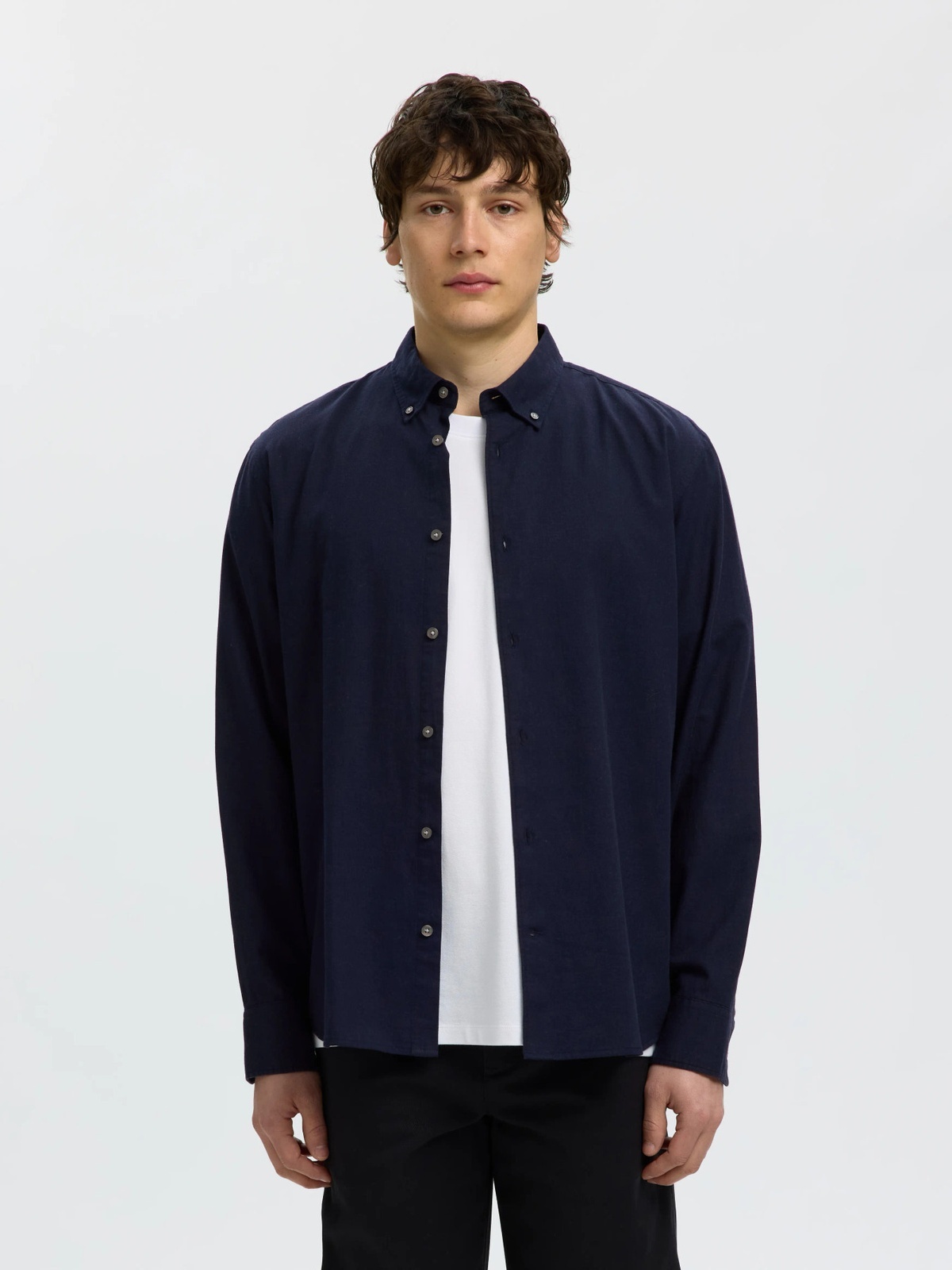 Selected Homme Regular Cole Jay Melange Long Sleeve Shirt Sky Captain