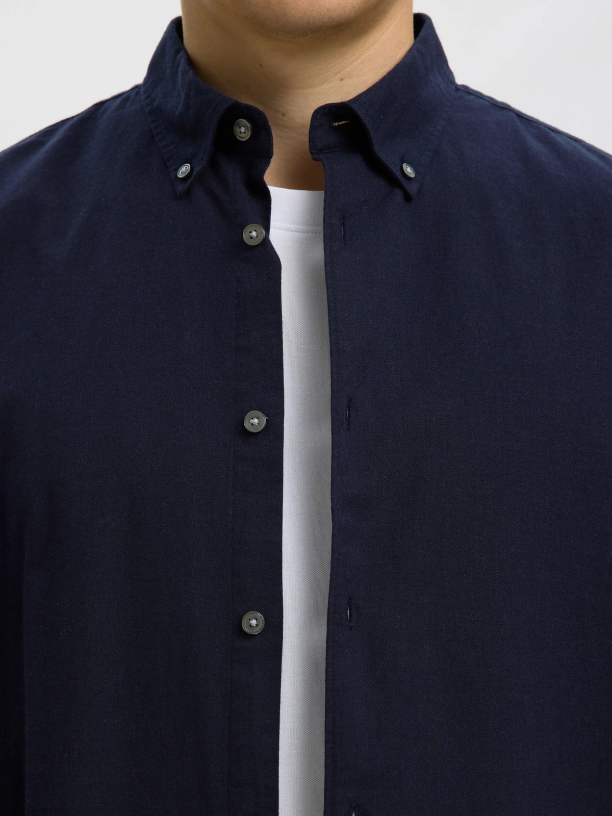 Selected Homme Regular Cole Jay Melange Long Sleeve Shirt Sky Captain