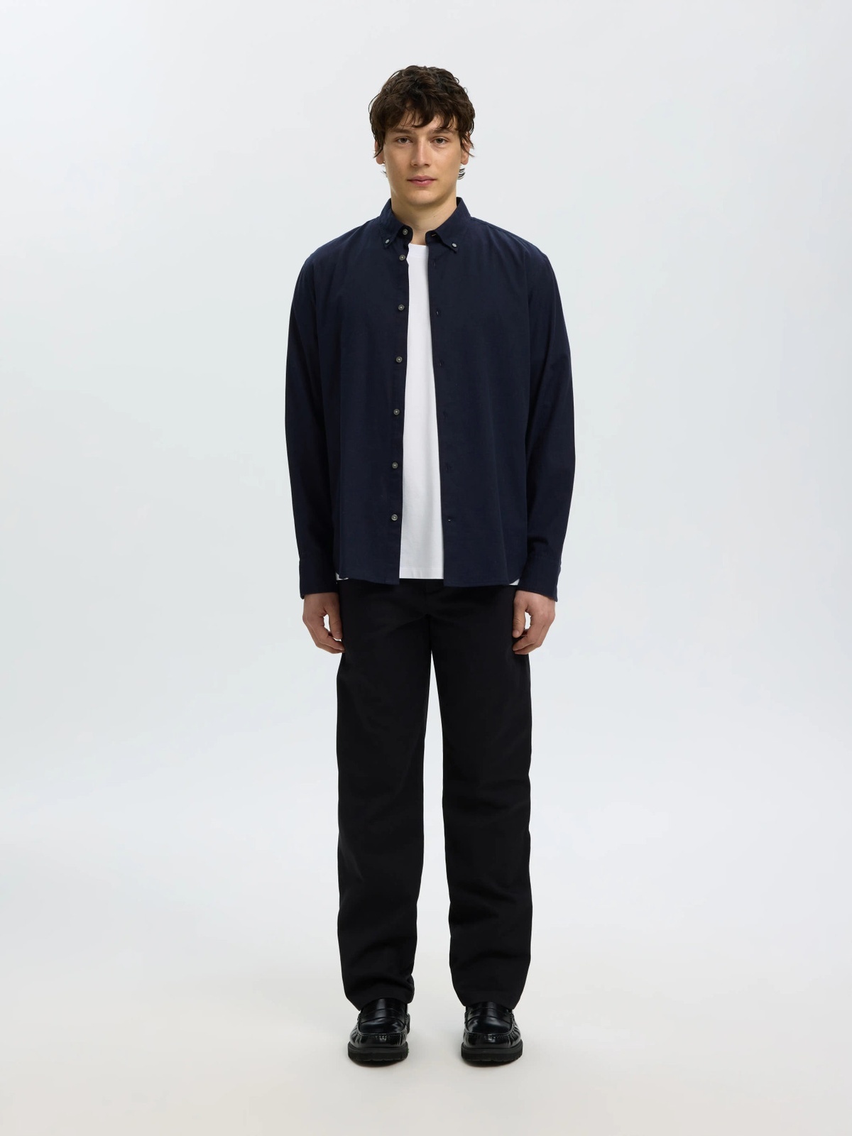 Selected Homme Regular Cole Jay Melange Long Sleeve Shirt Sky Captain