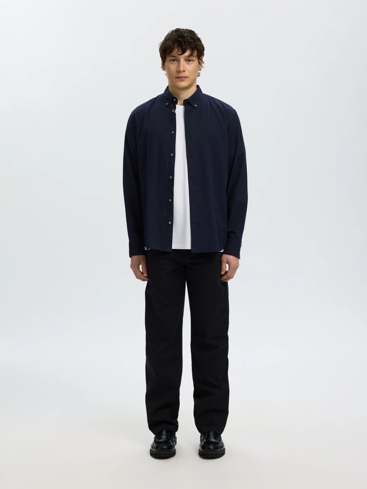Selected Homme Regular Cole Jay Melange Long Sleeve Shirt Sky Captain