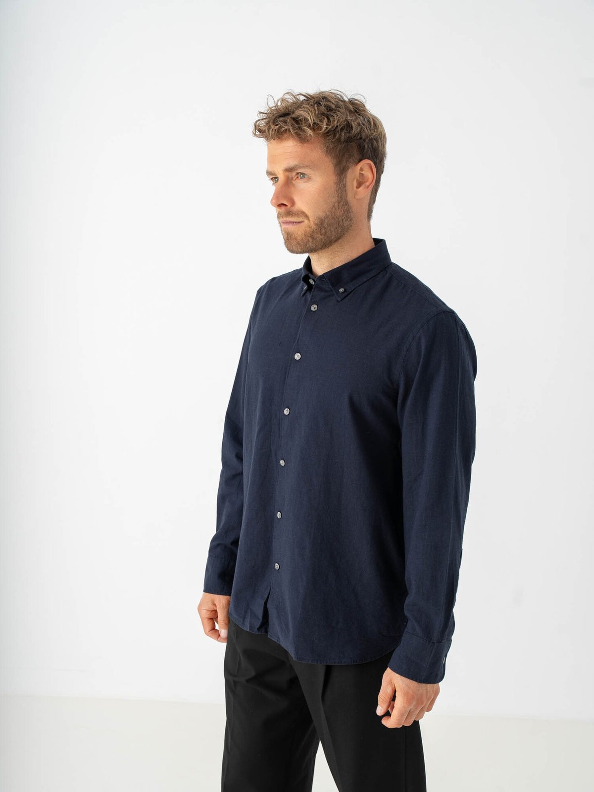 Selected Homme Regular Cole Jay Melange Long Sleeve Shirt Sky Captain
