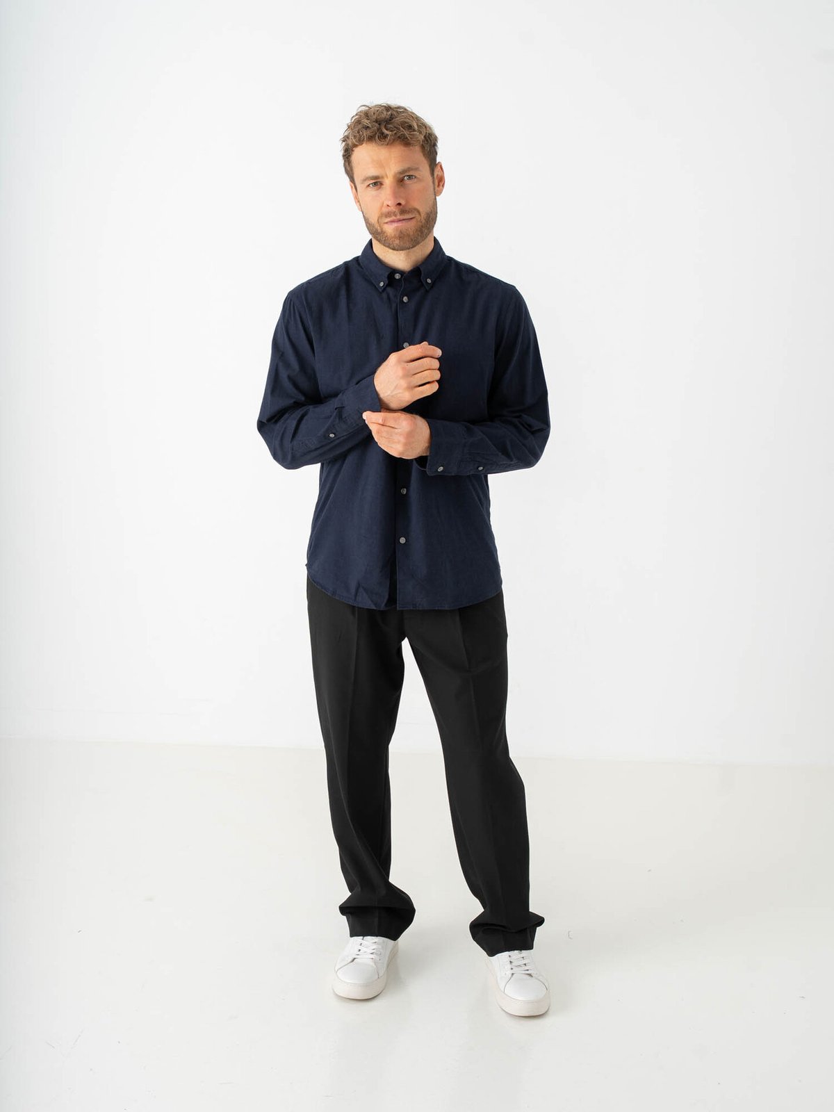 Selected Homme Regular Cole Jay Melange Long Sleeve Shirt Sky Captain