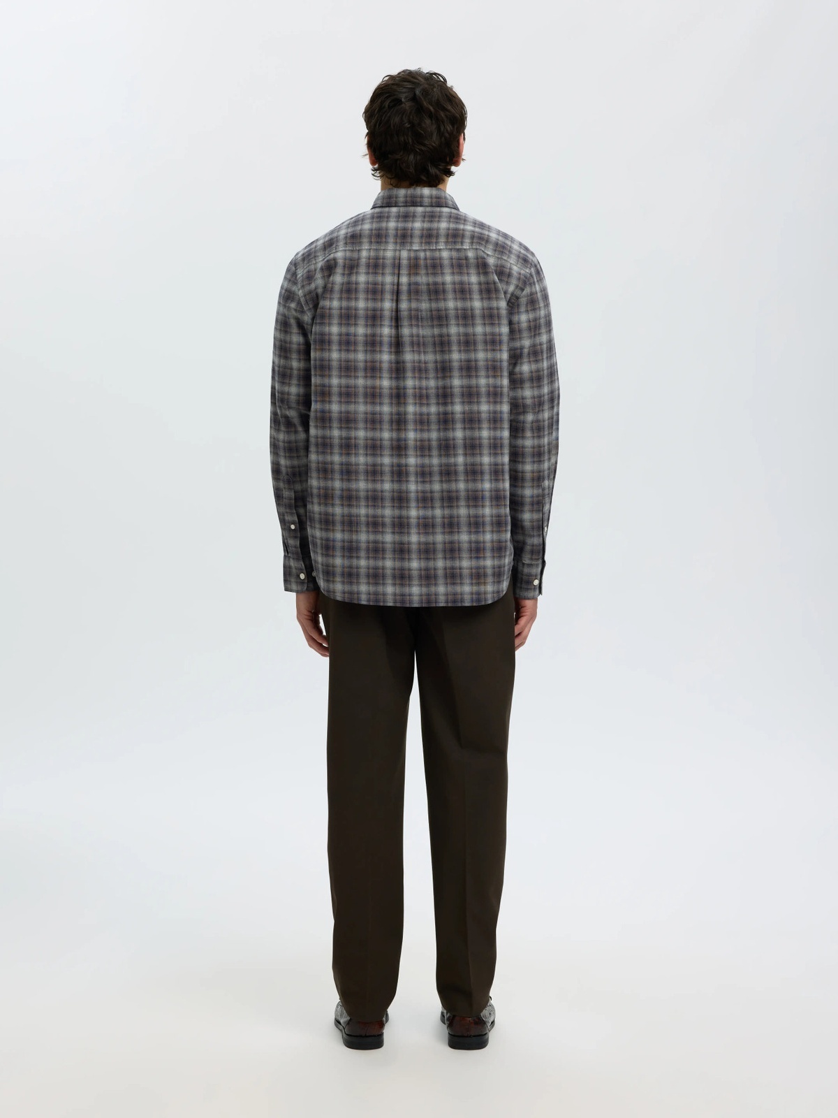 Selected Homme Regular Cole Jay Melange Long Sleeve Shirt Sky Captain Brown