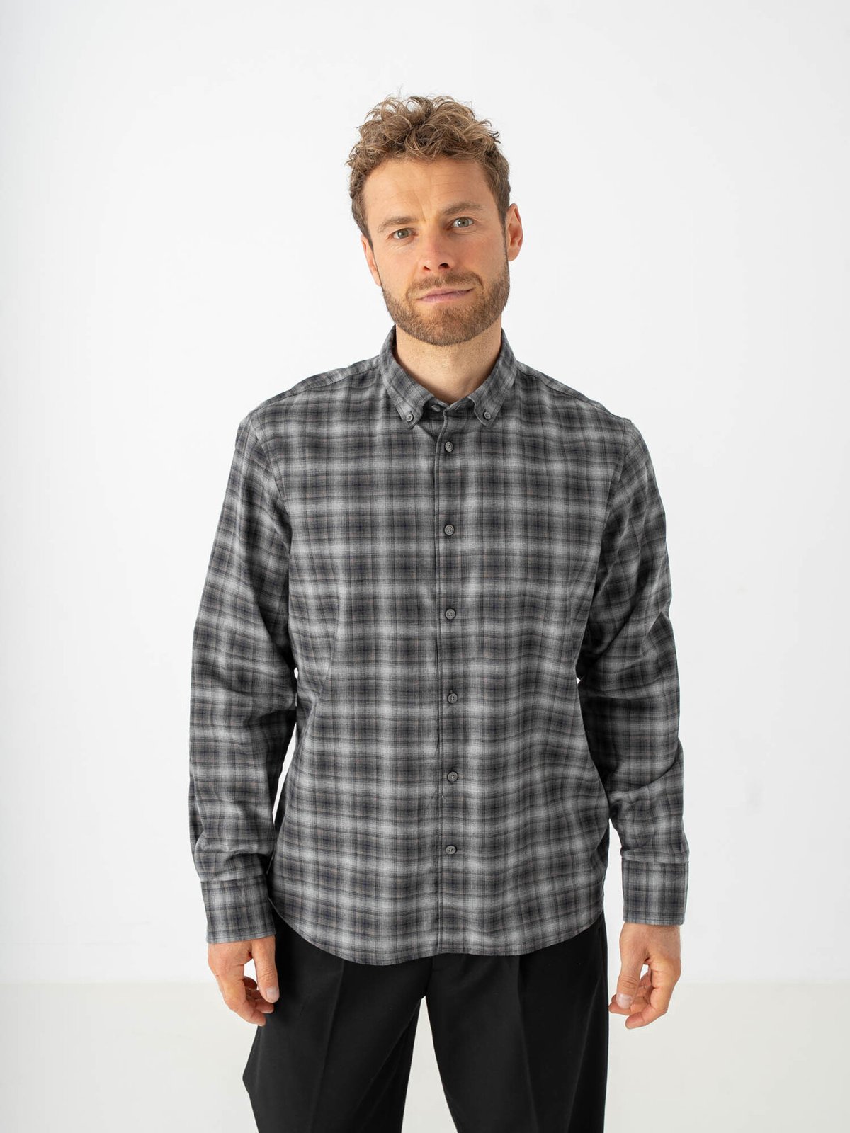 Selected Homme Regular Cole Jay Melange Long Sleeve Shirt Sky Captain Brown