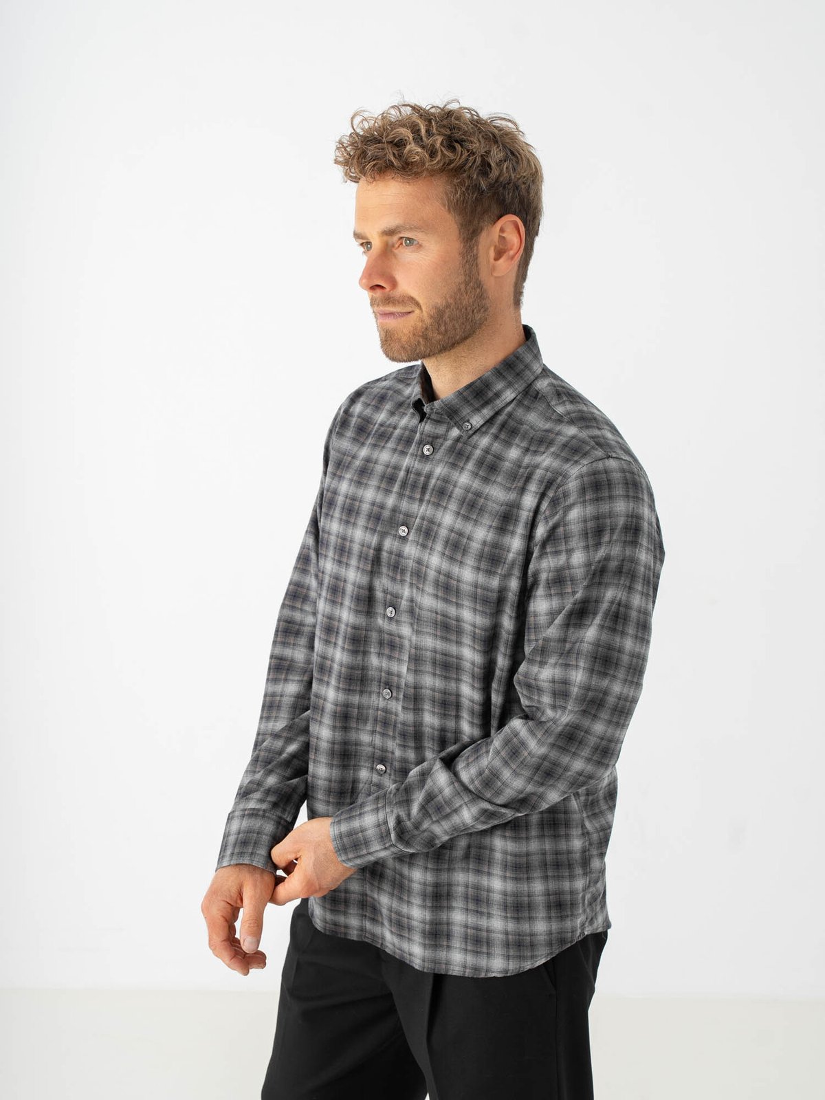 Selected Homme Regular Cole Jay Melange Long Sleeve Shirt Sky Captain Brown