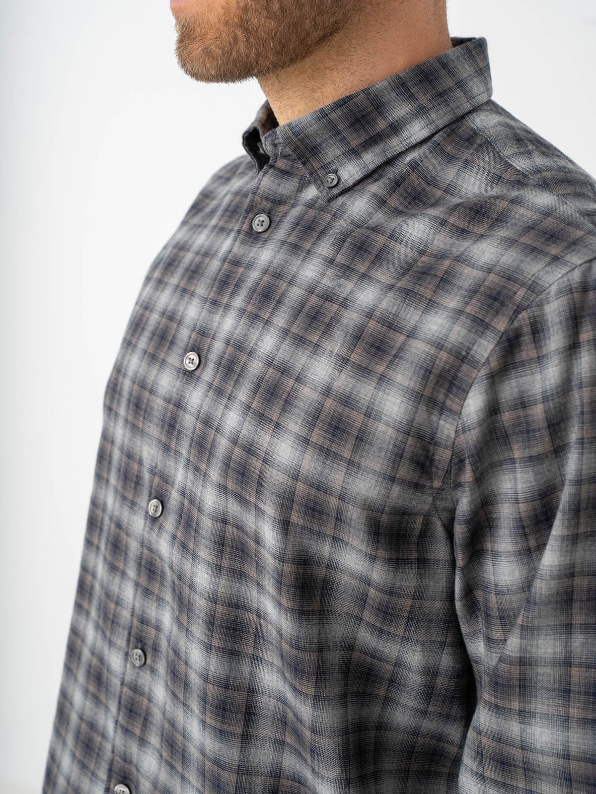 Selected Homme Regular Cole Jay Melange Long Sleeve Shirt Sky Captain Brown