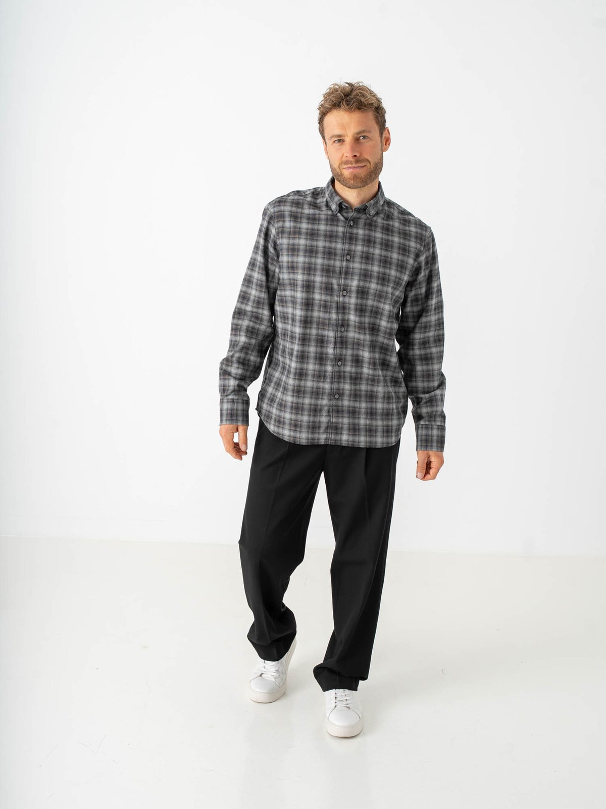 Selected Homme Regular Cole Jay Melange Long Sleeve Shirt Sky Captain Brown