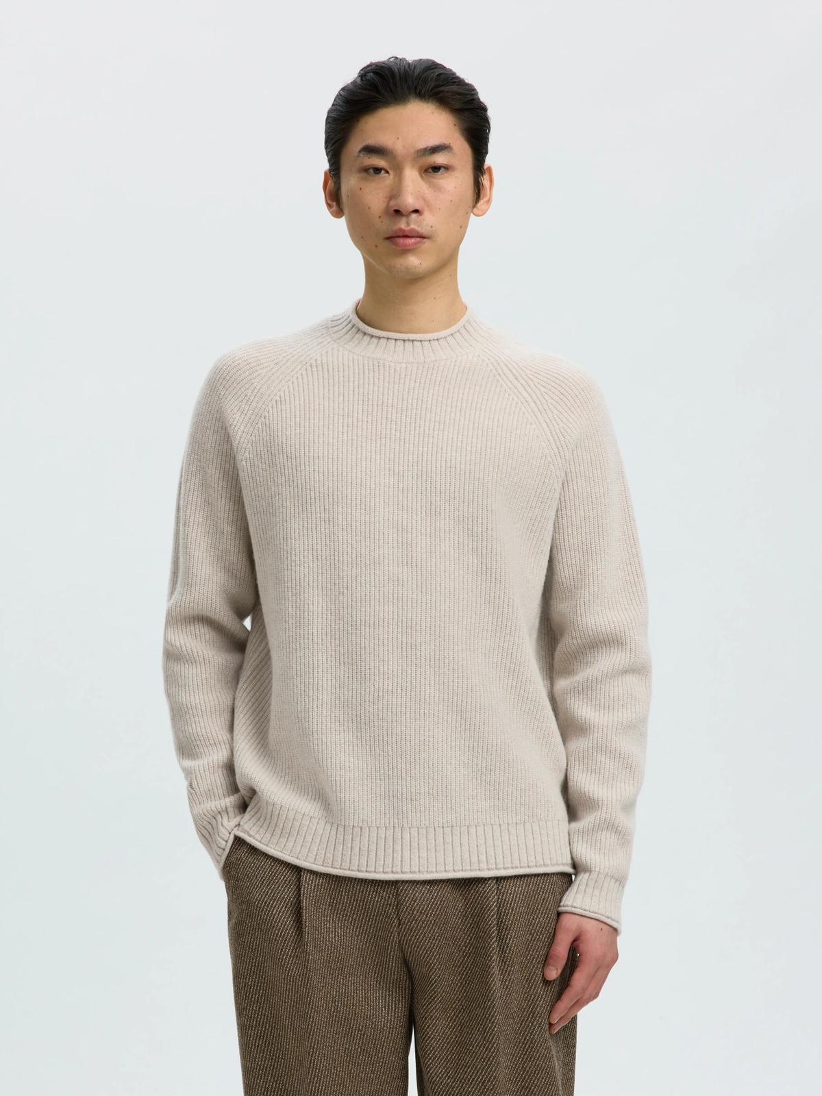 Selected Homme Domestic Long Sleeve Knit Crew Neck Silver Birch