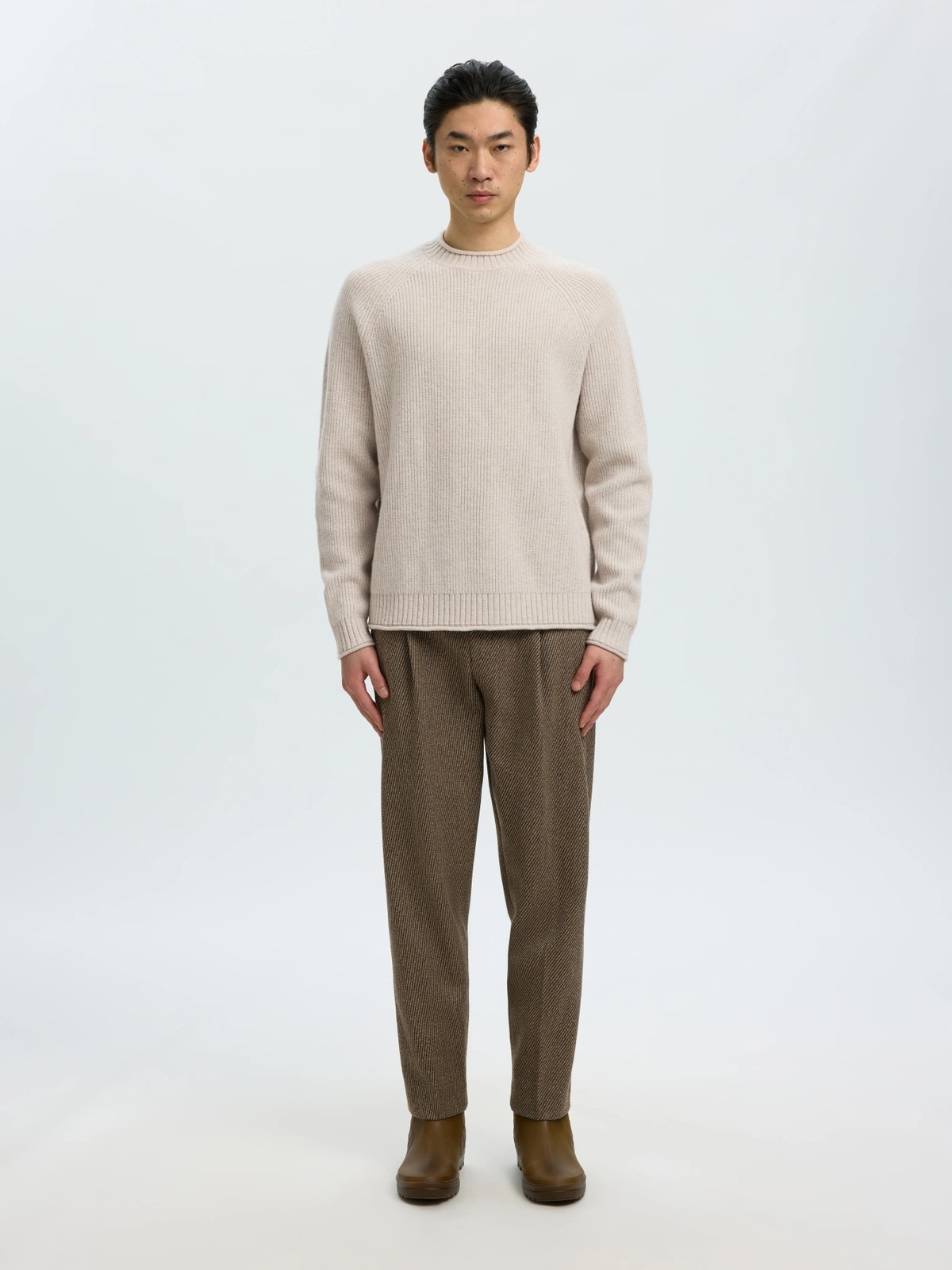 Selected Homme Domestic Long Sleeve Knit Crew Neck Silver Birch