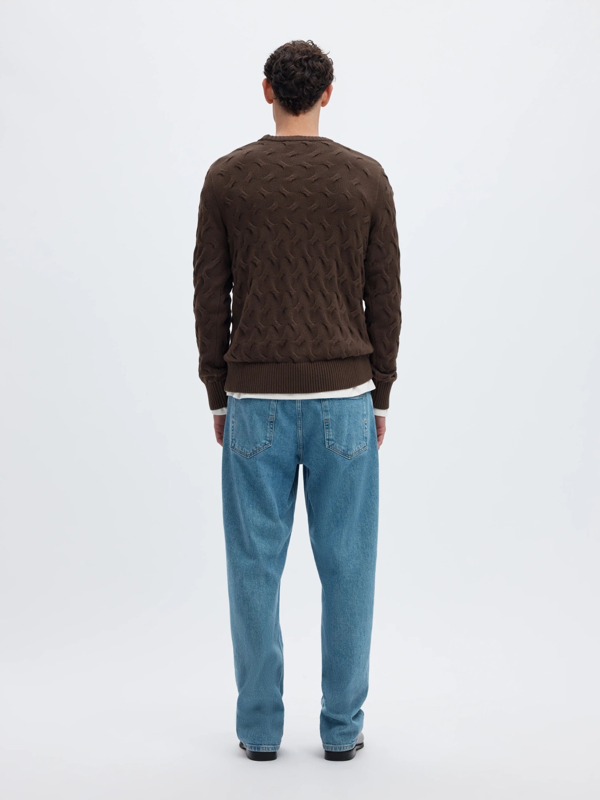 Selected Homme Carlos Long Sleeve Cable Crew Neck Delicioso