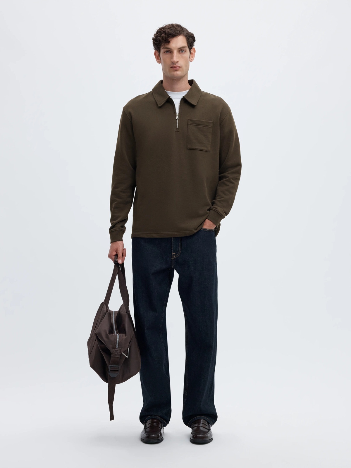 Selected Homme Scott Long Sleeve Half Zip Sweat Turkish Coffee