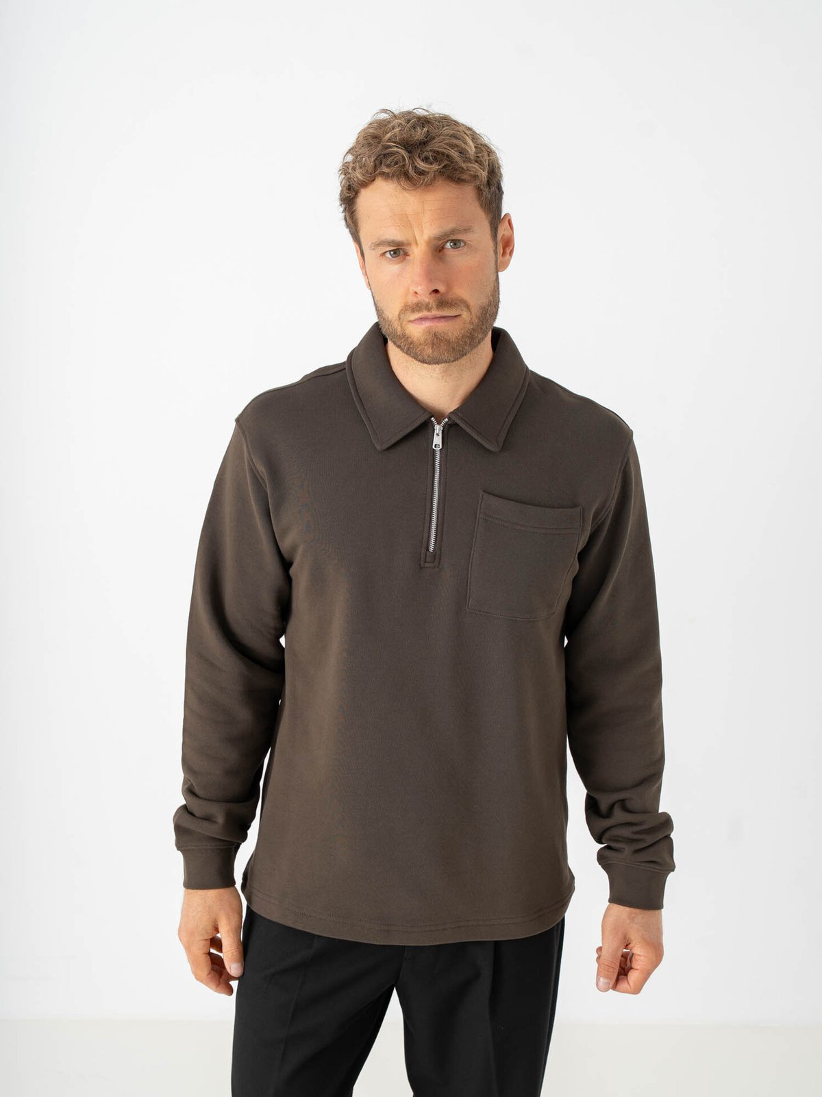 Selected Homme Scott Long Sleeve Half Zip Sweat Turkish Coffee