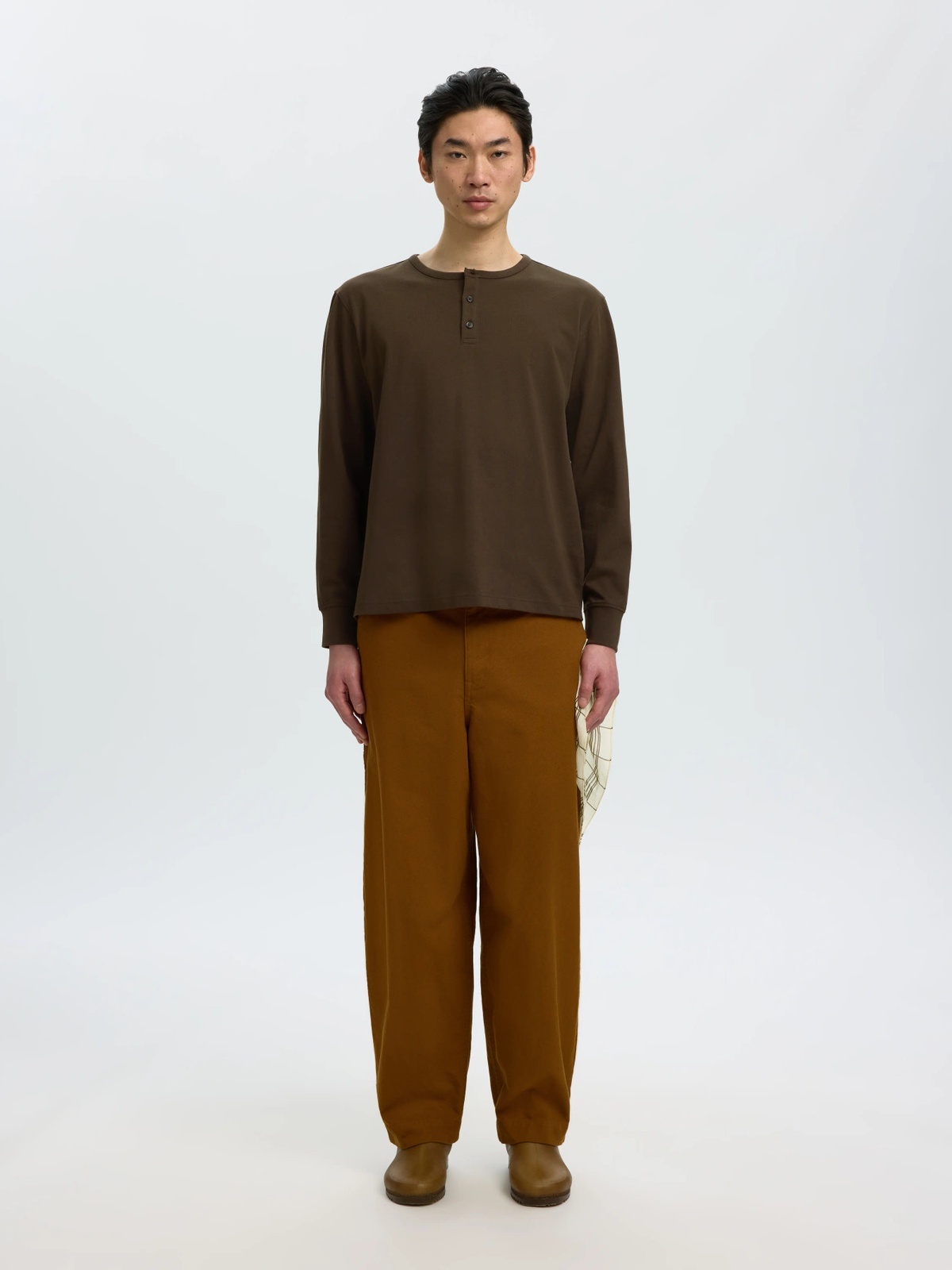 Selected Homme Domestic Ronan Long Sleeve Henley Turkish Coffee