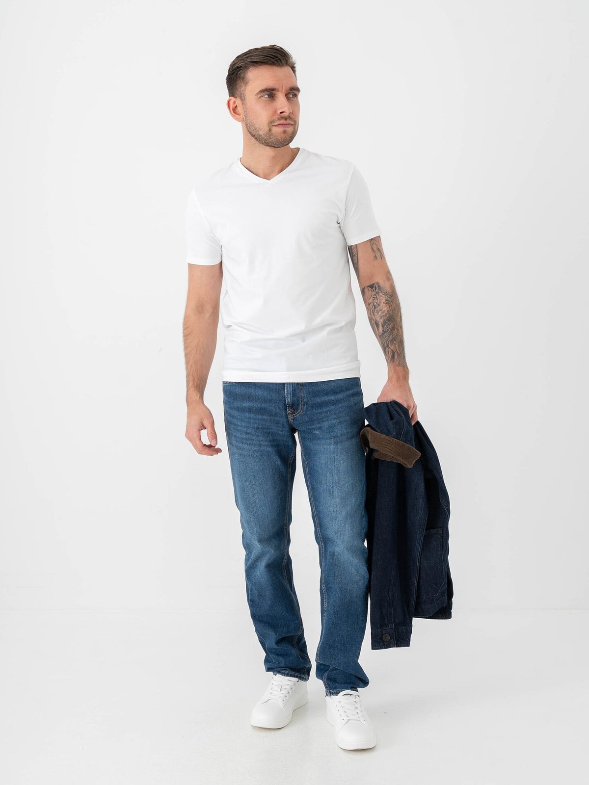 Selected Homme Roland SS V-Neck 3-Pack Tee Bright White