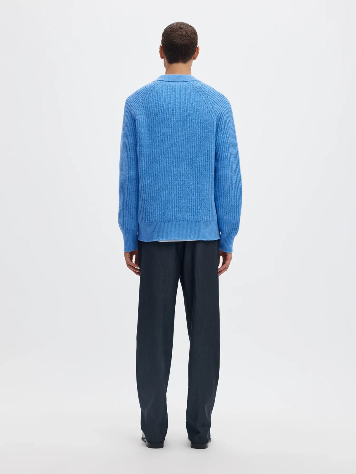Selected Homme Ben Long Sleeve Knit Half Zip Polo Granada Sky