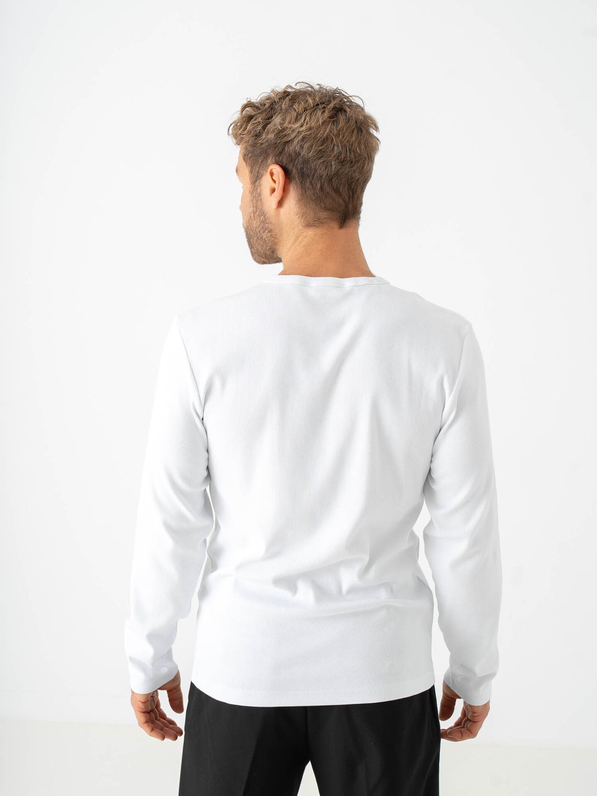 Selected Homme Austin Rib Long Sleeve Henley Tee Bright White