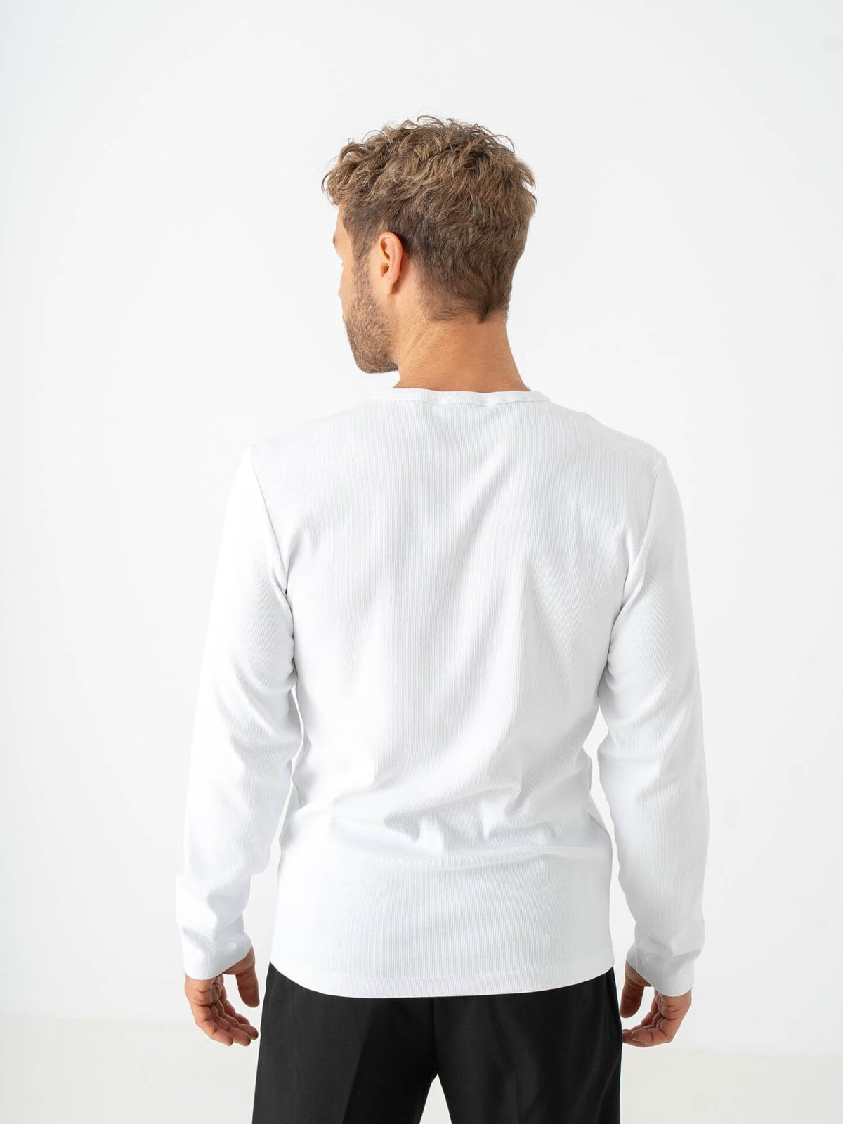 Selected Homme Austin Rib Long Sleeve Henley Tee Bright White