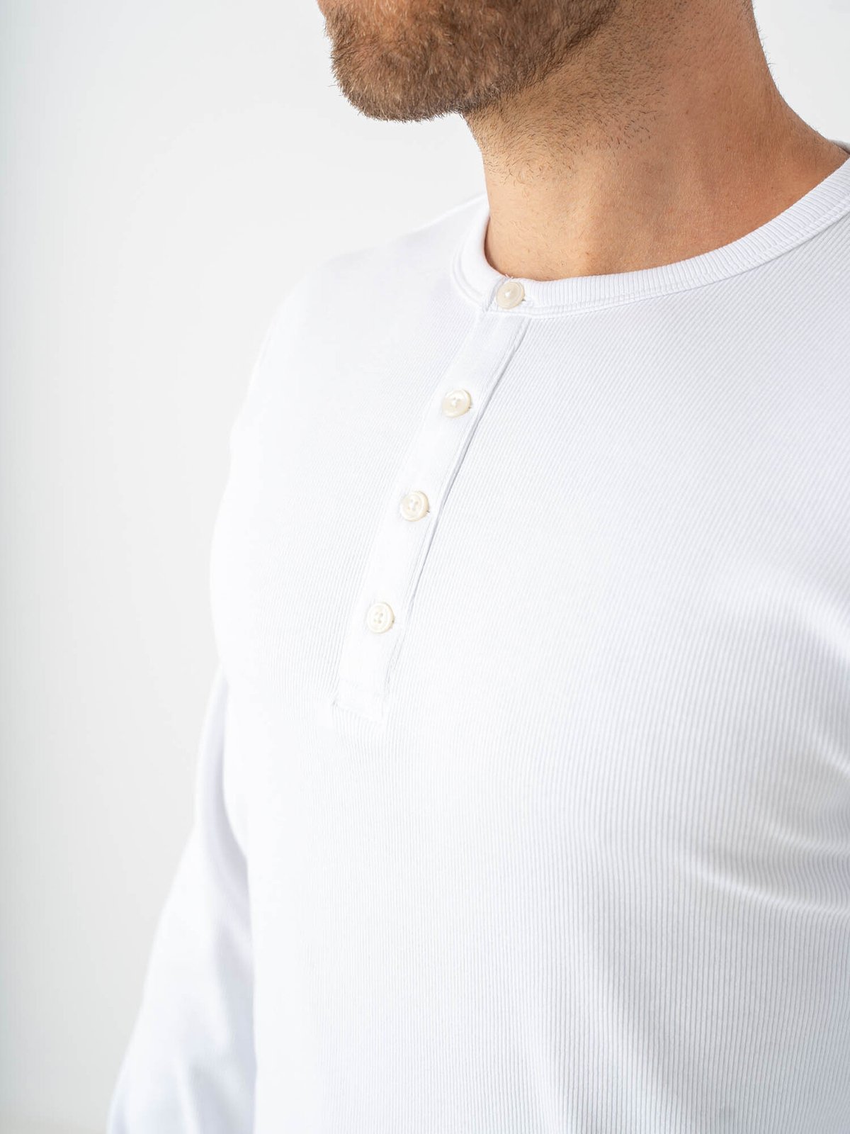 Selected Homme Austin Rib Long Sleeve Henley Tee Bright White
