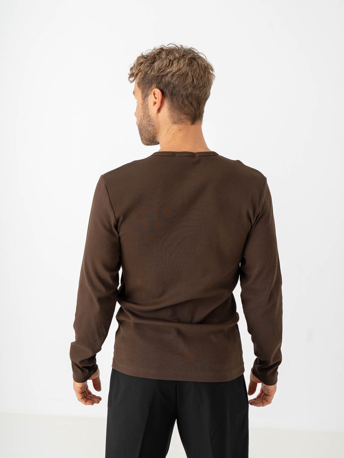 Selected Homme Austin Rib Long Sleeve Henley Tee Demitasse