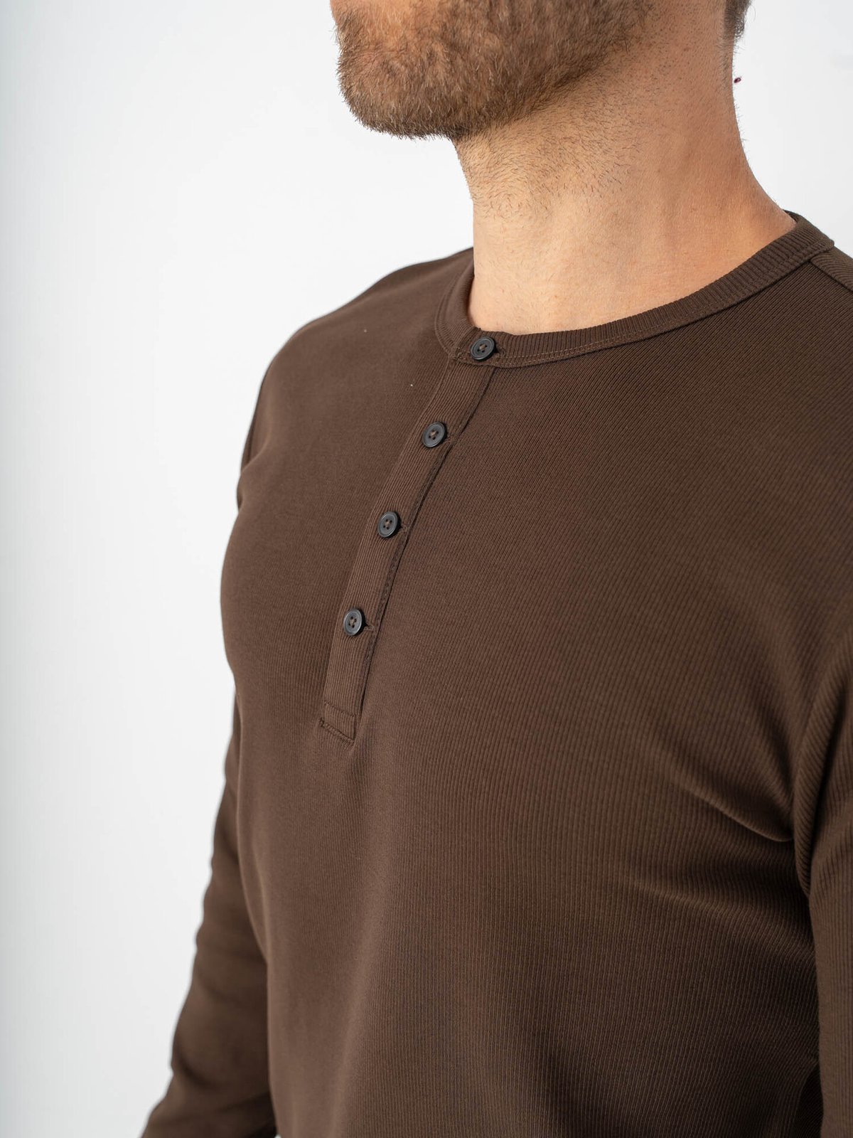 Selected Homme Austin Rib Long Sleeve Henley Tee Demitasse