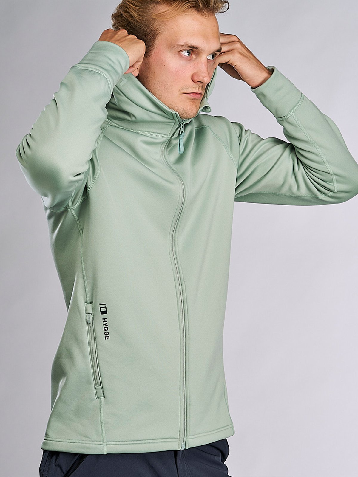 Hygge Men's Pow Zip Hoodie Light Green