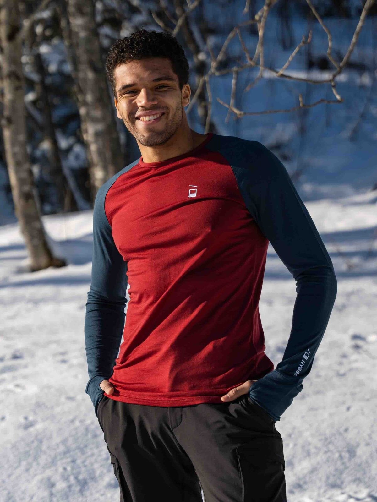 Hygge Men's Hyggewool 180 Crew Neck Burgundy / Navy