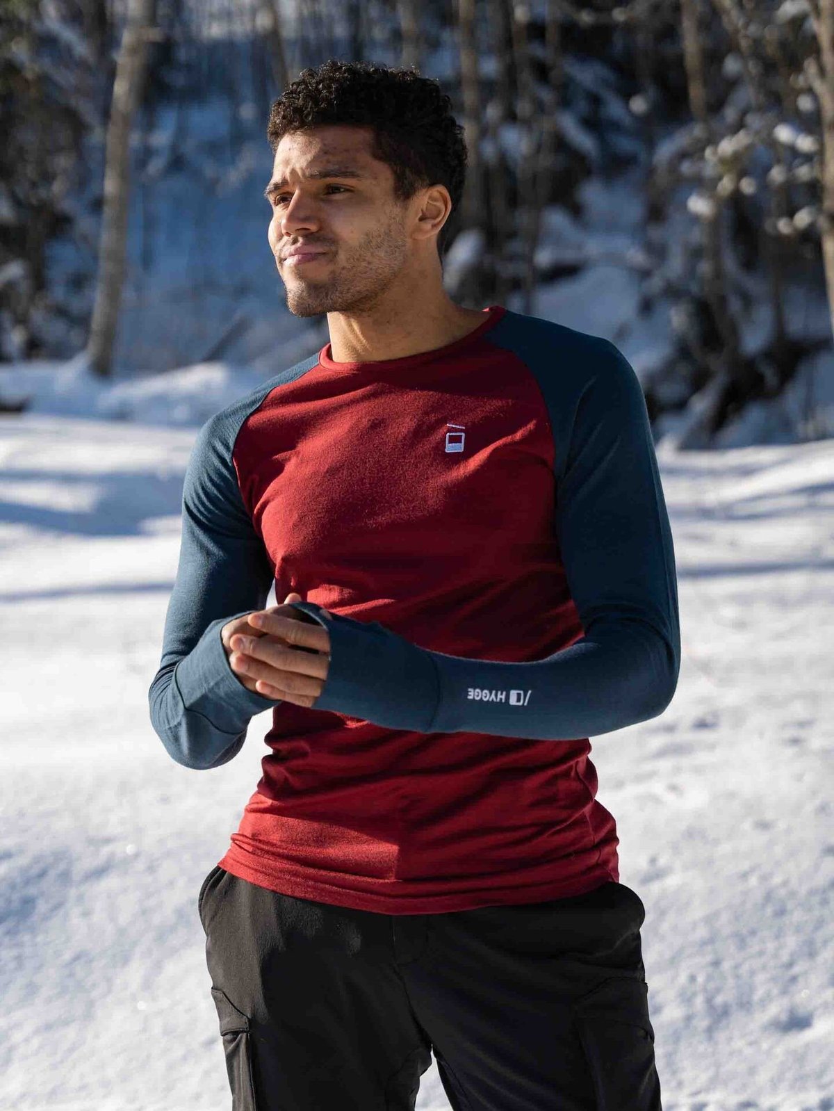 Hygge Men's Hyggewool 180 Crew Neck Burgundy / Navy