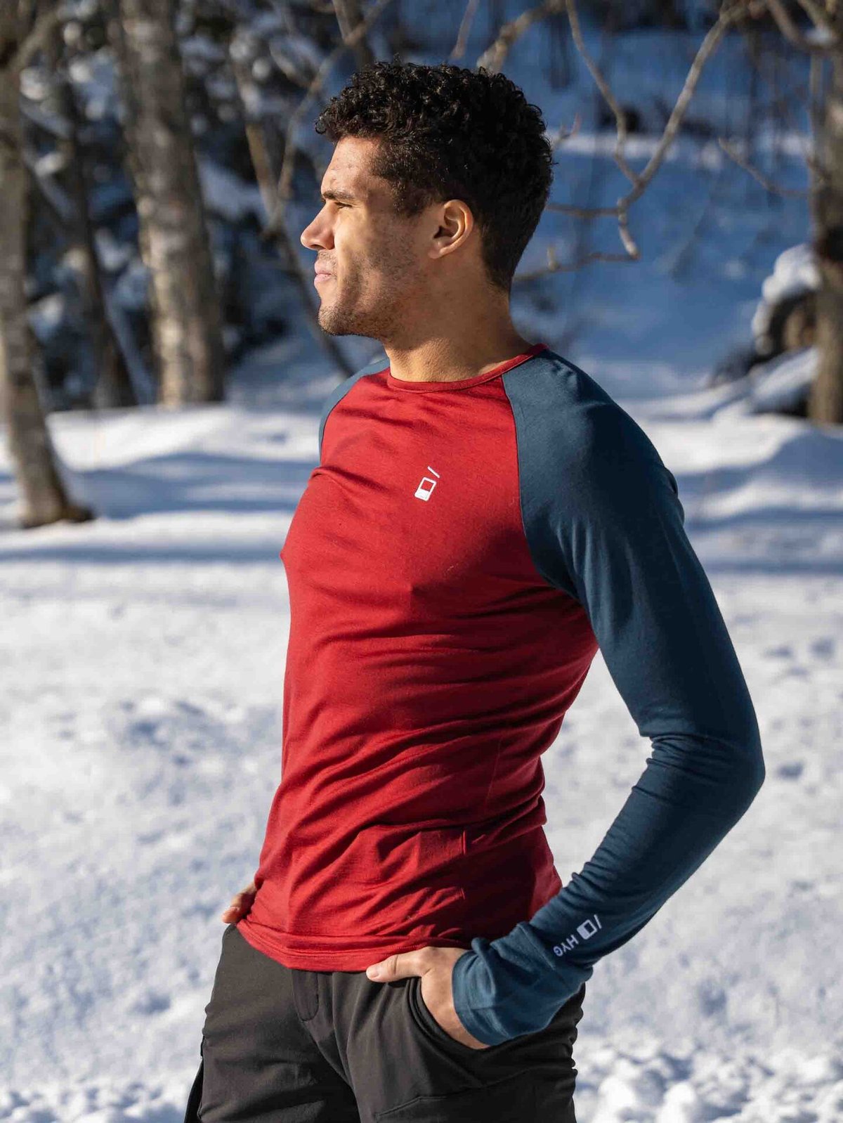 Hygge Men's Hyggewool 180 Crew Neck Burgundy / Navy