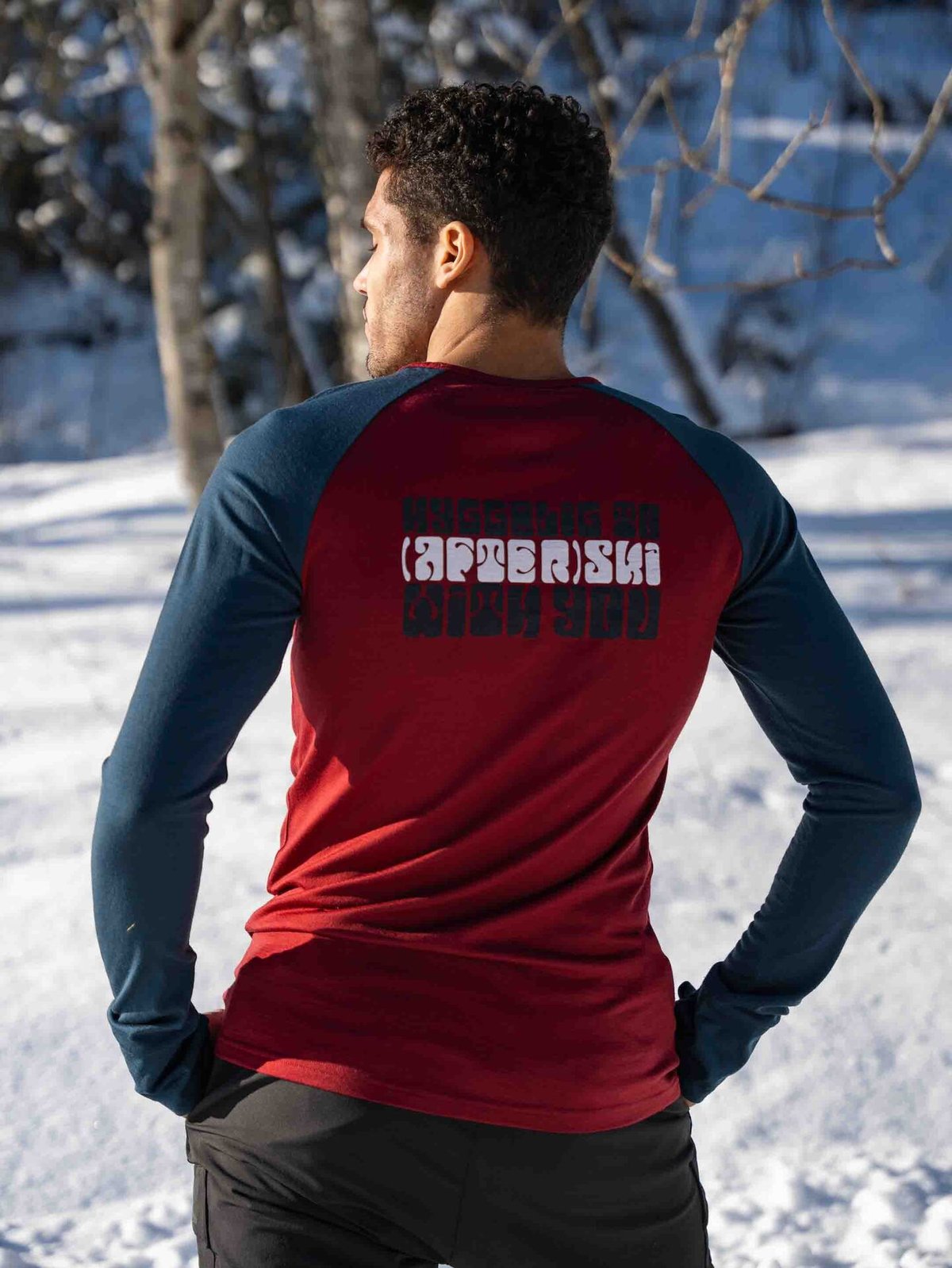 Hygge Men's Hyggewool 180 Crew Neck Burgundy / Navy