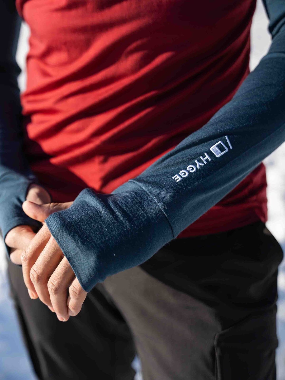 Hygge Men's Hyggewool 180 Crew Neck Burgundy / Navy