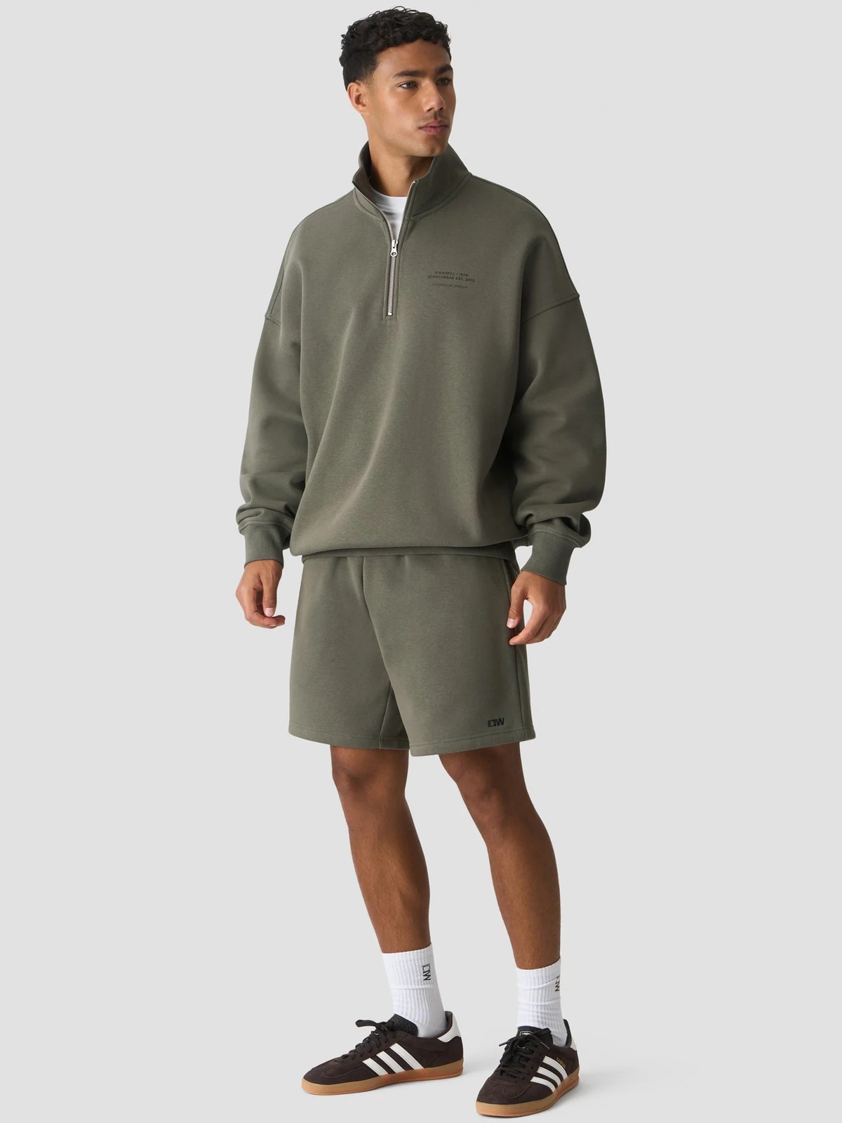 ICIW Everyday 1/4 zip Sweatshirt Print Warm Green