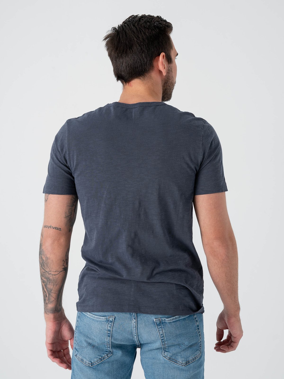 Jack and Jones Split Neck Tee Short Sleeve Navy Blazer Slim