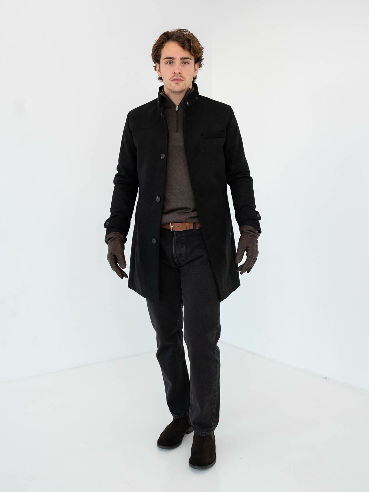 Jack and Jones Melton Wool Coat Black