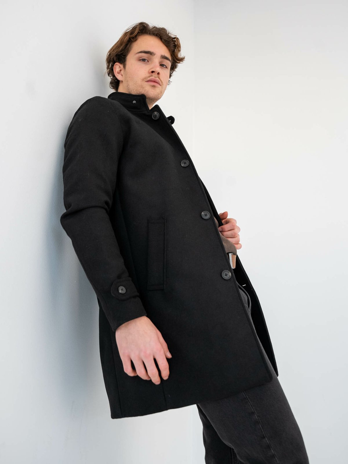 Jack and Jones Melton Wool Coat Black