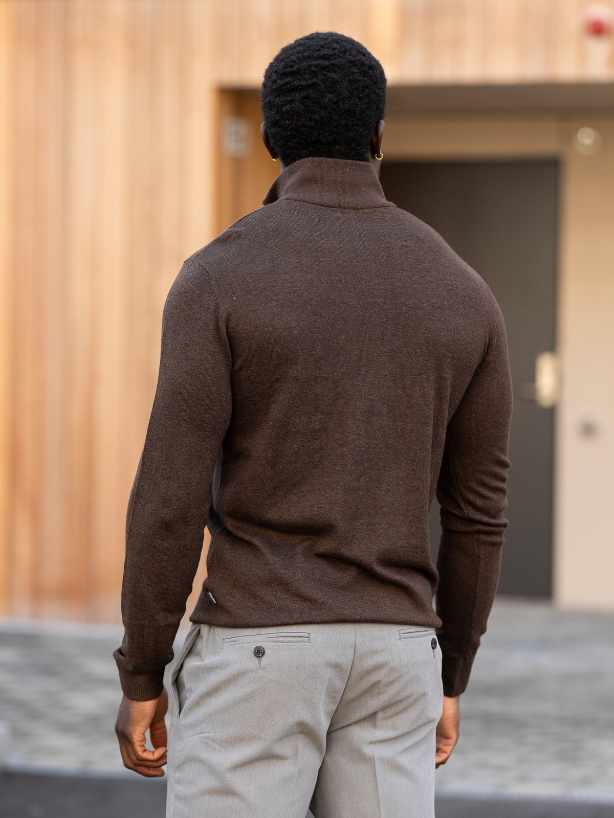 Jack and Jones Emil Knit Half Zip Mulch Twist