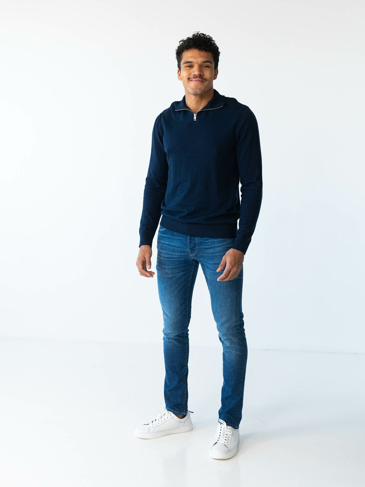 Jack and Jones Emil Knit Half Zip Navy Blazer