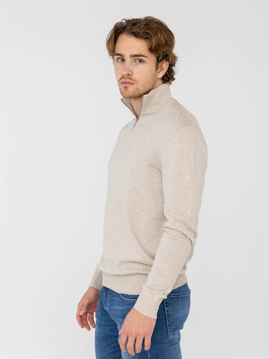 Jack and Jones Emil Knit Half Zip Beige / Oatmeal