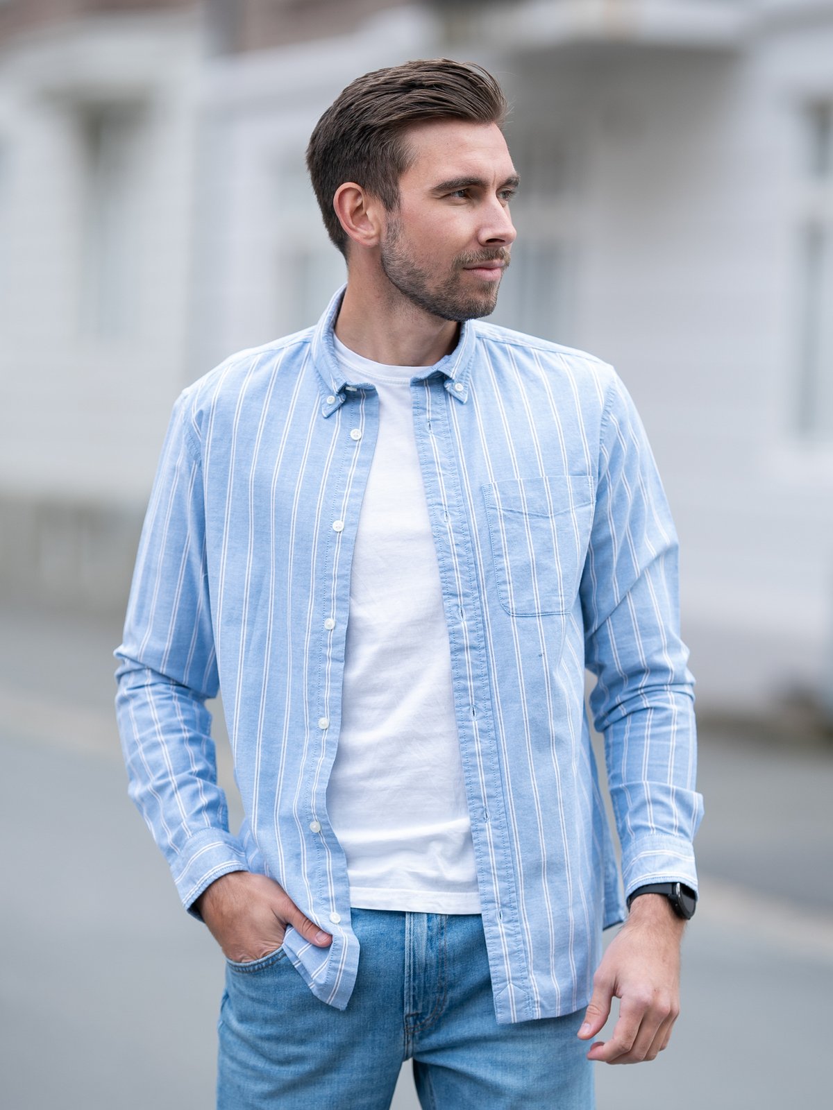 Jack and Jones Brook Oxford Shirt Long Sleeve Cashmere Blue