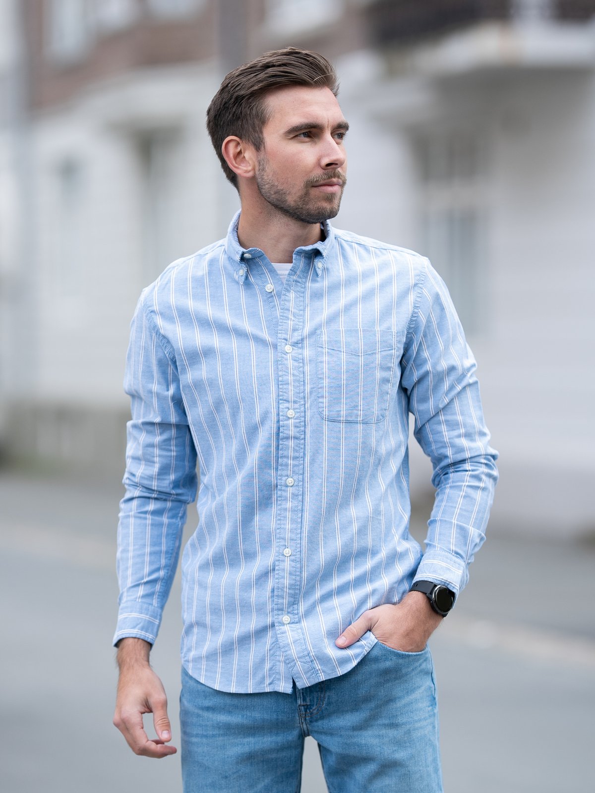 Jack and Jones Brook Oxford Shirt Long Sleeve Cashmere Blue