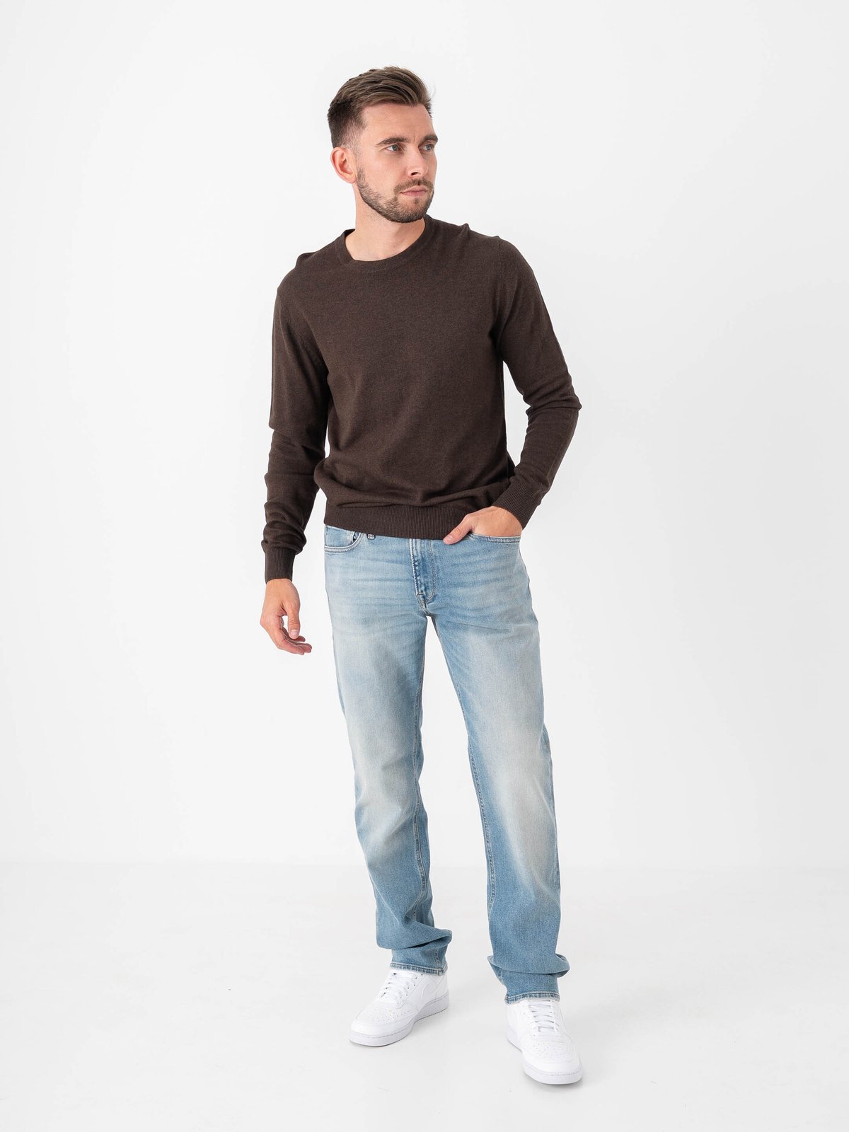 Jack and Jones Emil Knit Crew Neck Mulch Twist