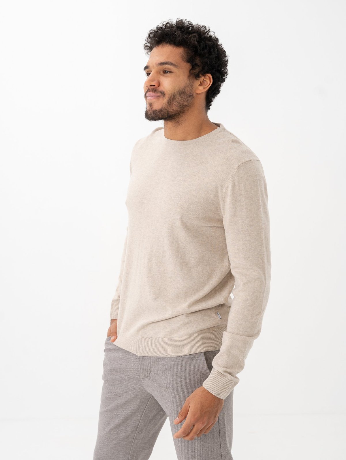 Jack and Jones Emil Knit Crew Neck Beige