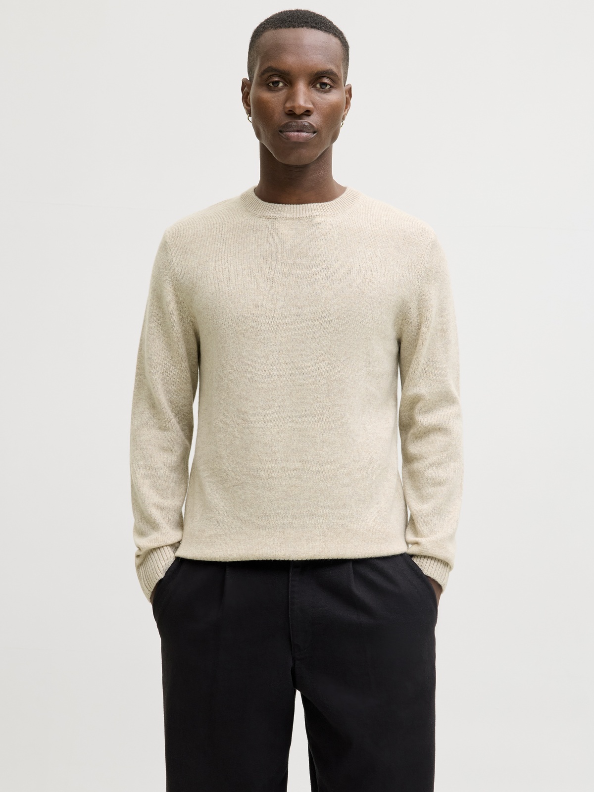 Jack & Jones Lambswool Knit Crew Neck Silver Lining Melange
