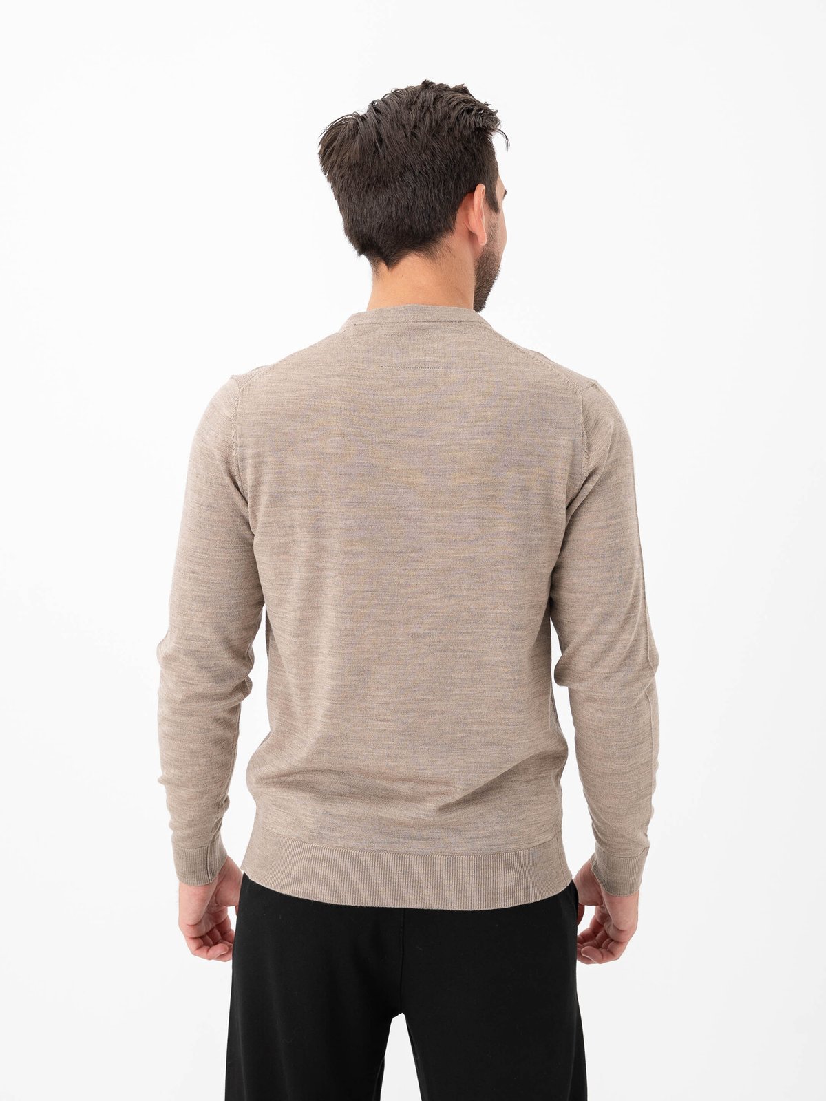 Jack and Jones Merino Knit Crew Neck Greige Melange