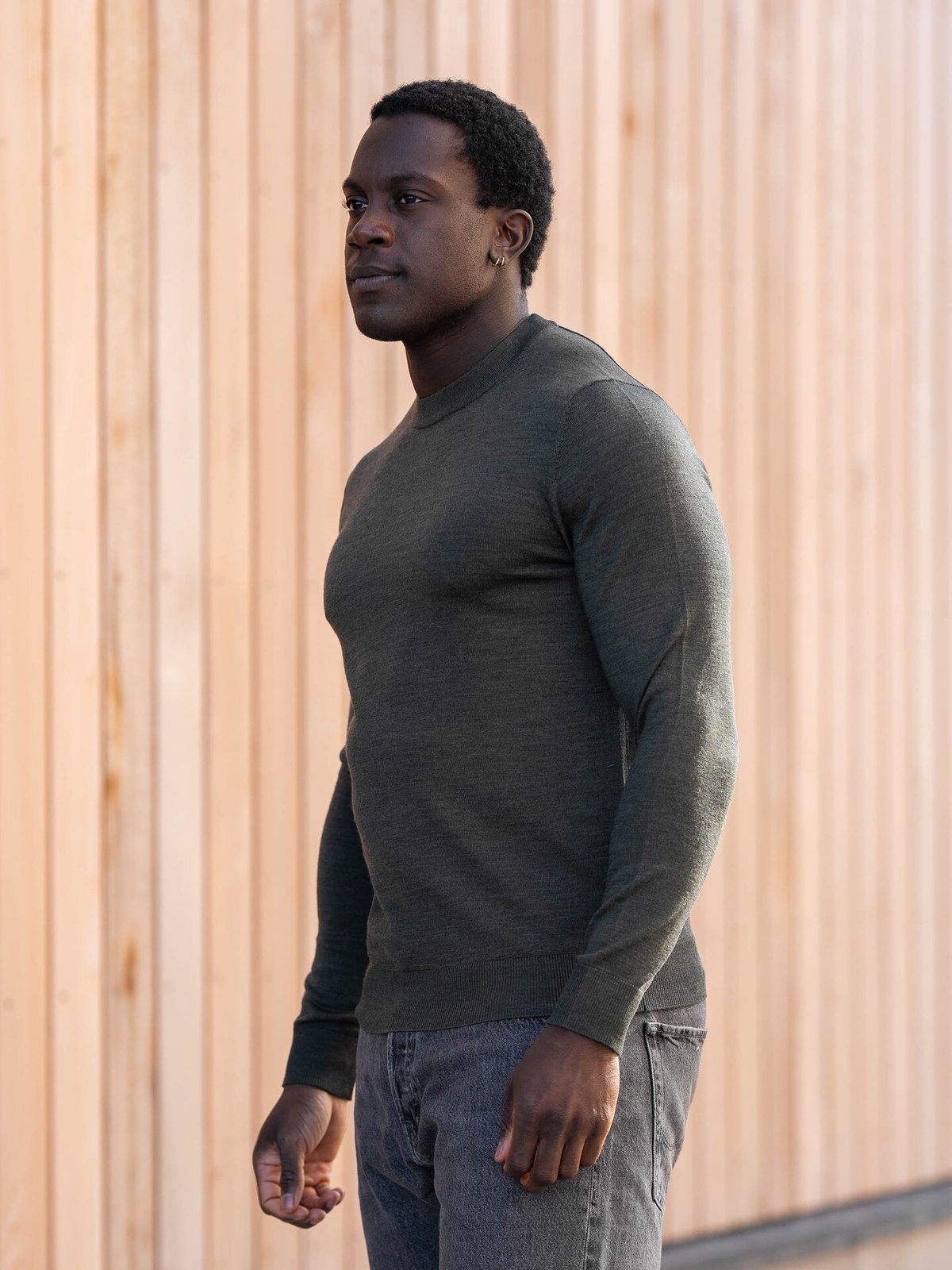 Jack and Jones Merino Knit Crew Neck Peat Melange