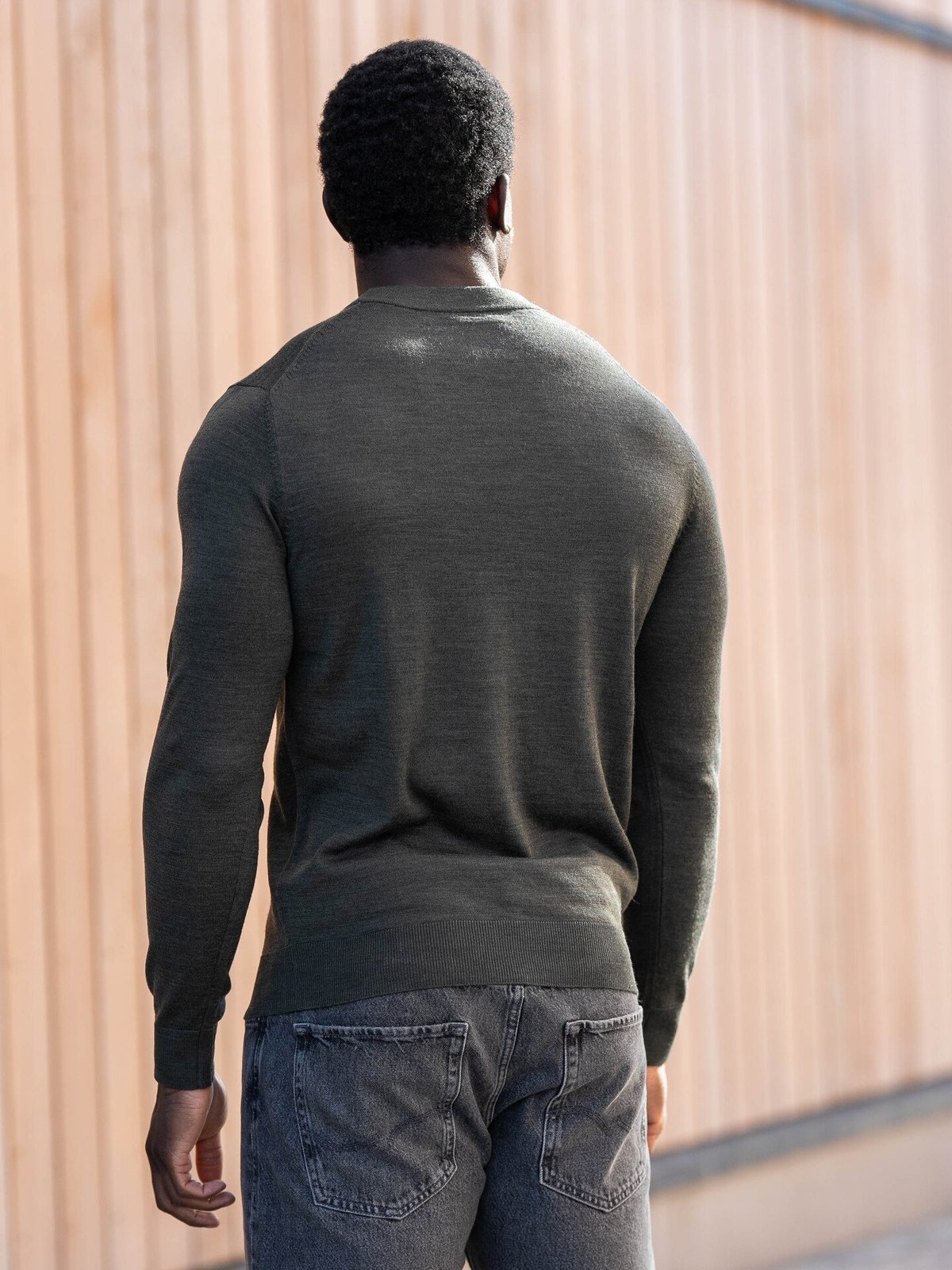 Jack and Jones Merino Knit Crew Neck Peat Melange
